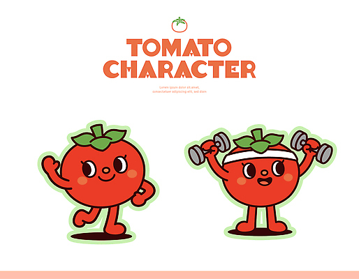 캐릭터 디자인 스포츠 토마토 채소 일러스트 모션 건강 운동 농장 귀여움 헬스 아령 짐 동료 즐거움 건강식 토마토캐릭터 일러캐릭터 AI파일 감정 음식 컨셉 농업 관계 파일형식 벡터