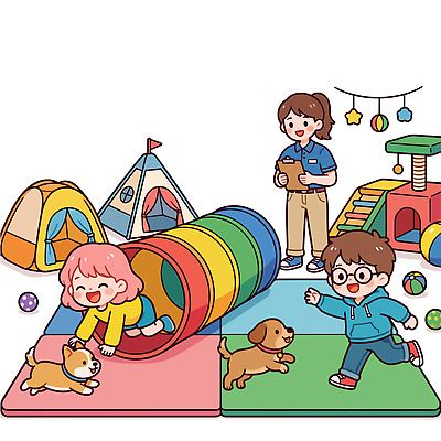 동물 어린이 컬러 일러스트 가족 모션 놀이 웃음 안전 성인 친구 반려동물 장난감 게임 강아지 놀이기구 놀이터 즐거움 튜브 조화 국내일러스트 AI파일 감정 관계 표정 사람 개 파일형식 벡터