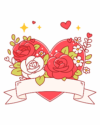 디자인 기념일 꽃 감정 별 백그라운드 일러스트 사랑 장식 빨간색 장미 라벨 흰색 하트 표현 심플 화사함 소통 스타일 국내일러스트 AI파일 자연요소 모양 식물 컬러 컨셉 프레임 이벤트 파일형식 벡터