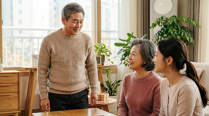 JPG 식물 편집이미지 여자 남자 행복 창문 가족 주택 따뜻함 대화 웃음 일상 만남 분위기 어버이날 소통 의료성형뷰티 편집실사 AI인물포토 AI콘텐츠 기념일 감정 컨셉 관계 표정 말하기 사람 건물 라이프 CG 파일형식 AI포토