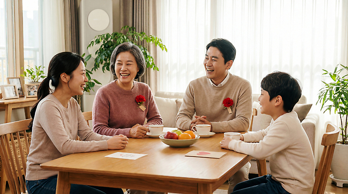 JPG 편집이미지 행복 어린이 거실 과일 가족 아침 이야기 대화 웃음 성인 일상 모임 어버이날 다과 오후 의료성형뷰티 편집실사 AI인물포토 AI콘텐츠 주간 기념일 감정 관계 디저트 표정 말하기 사람 라이프 CG 파일형식 AI포토