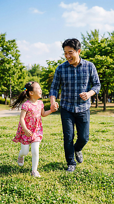 JPG 나무 편집이미지 공원 딸 어린이 가족 모션 자연 놀이 하늘 웃음 달리기 손잡기 시간 아빠 어린이날 즐거움 의료성형뷰티 부녀 편집실사 AI인물포토 AI콘텐츠 식물 공공시설 기념일 감정 관계 표정 사람 CG 생태계 파일형식 AI포토