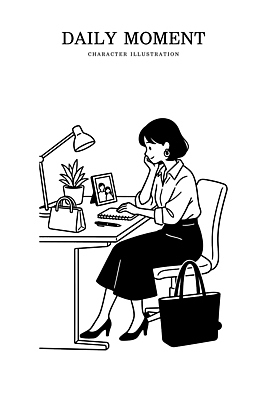 여자 가방 일러스트 아이디어 상반신 일상 생활 노트북 사무실 공간 시간 업무 작업 사무 계획 집중 책상 오브젝트 국내일러스트 AI파일 잡화 가구 컨셉 비즈니스 사람 라이프 전자제품 파일형식 벡터