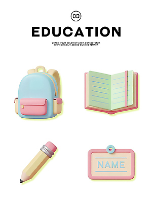 PSD 편집이미지 디자인 교육 초등학생 컬러 가방 학교 초등학교 초등교육 책 학습 연필 도구 문서 만들기 편집3D 학생 잡화 모션 학용품 사람 필기구 3D 파일형식