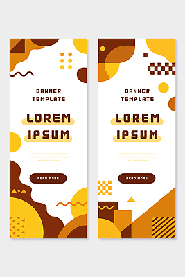 도형 템플릿 디자인 배너 배너템플릿 세로배너 컬러 그래픽 갈색 노란색 견본 사각형 원형 모던 레이아웃 배너세트 AI파일 세로 세트 파일형식 벡터