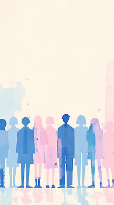 JPG 디자인 감정 실루엣 예술 컬러 백그라운드 일러스트 수채화 회화 사람 여러명 다양 표현 그룹 방향 장면 조화 스타일 국내일러스트 AI일러스트 AI콘텐츠 다수 촬영기법 말하기 파일형식