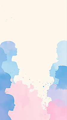 JPG 디자인 여자 남자 감정 실루엣 얼굴 예술 컬러 백그라운드 일러스트 수채화 형상 사람 마주보기 표현 그림 윤곽 조화 창의성 국내일러스트 AI일러스트 AI콘텐츠 모션 촬영기법 신체부위 파일형식