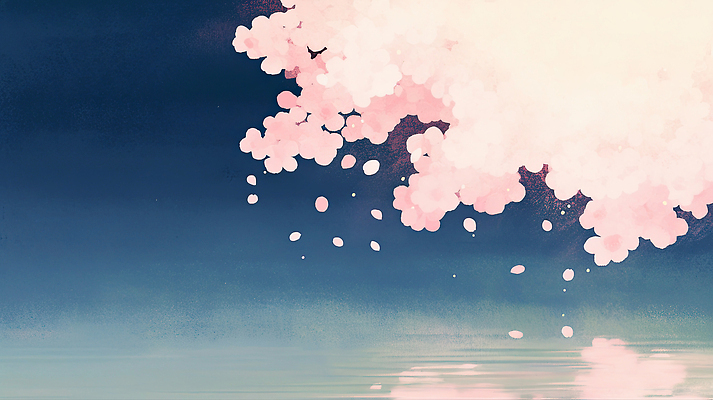 JPG 나무 꽃잎 꽃 컬러 일러스트 자연 하늘 휴식 풍경 물 반사 봄 벚꽃 수면 떨어짐 밤 저녁 조화 뷰티풀 흩어짐 차분 국내일러스트 AI일러스트 AI콘텐츠 자연요소 식물 계절 컨셉 견과류 야간 생태계 파일형식