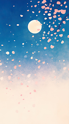 JPG 계절 꽃잎 분홍색 컬러 백그라운드 일러스트 자연 하늘 풍경 세로 파란색 빛 고요 봄 벚꽃 달 신선 떨어짐 밤 그림 뷰티풀 국내일러스트 AI일러스트 AI콘텐츠 자연요소 꽃 컨셉 견과류 생태계 파일형식