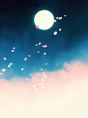 JPG 계절 꽃잎 예술 분홍색 일러스트 상상 자연 밤하늘 하늘 바람 풍경 파란색 평화 벚꽃 달 표현 밤 그림 조화 뷰티풀 창의력 환상 국내일러스트 AI일러스트 AI콘텐츠 자연요소 꽃 컬러 컨셉 날씨 견과류 야간 생태계 파일형식