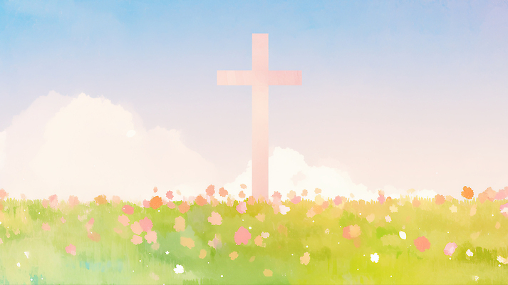 JPG 꽃 기독교 종교 컬러 십자가 일러스트 자연 하늘 생명 밝음 풍경 초원 여름 평화 봄 공간 관찰 예배 뷰티풀 국내일러스트 AI일러스트 AI콘텐츠 식물 계절 컨셉 모션 생태계 파일형식