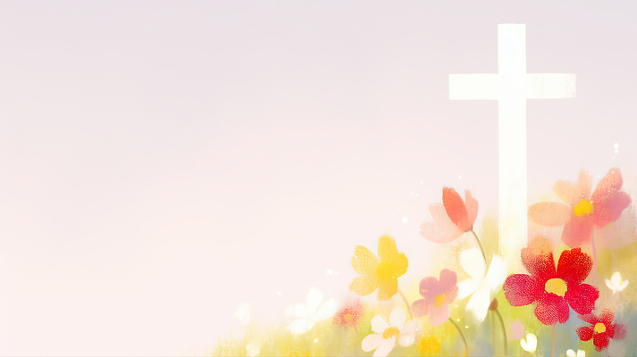 JPG 디자인 꽃 기독교 종교 예술 상징 컬러 백그라운드 십자가 일러스트 자연 생명 믿음 봄 표현 기독교인 배열 심플 장면 화사함 뷰티풀 국내일러스트 AI일러스트 AI콘텐츠 식물 계절 감정 컨셉 생태계 파일형식
