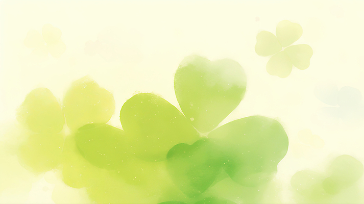 JPG 모양 식물 디자인 감정 예술 컬러 백그라운드 일러스트 자연 수채화 초록색 연두색 여름 하트 네잎클로버 클로버 크기 배열 부드러움 조화 싱그러움 국내일러스트 AI일러스트 AI콘텐츠 계절 감각 생태계 파일형식