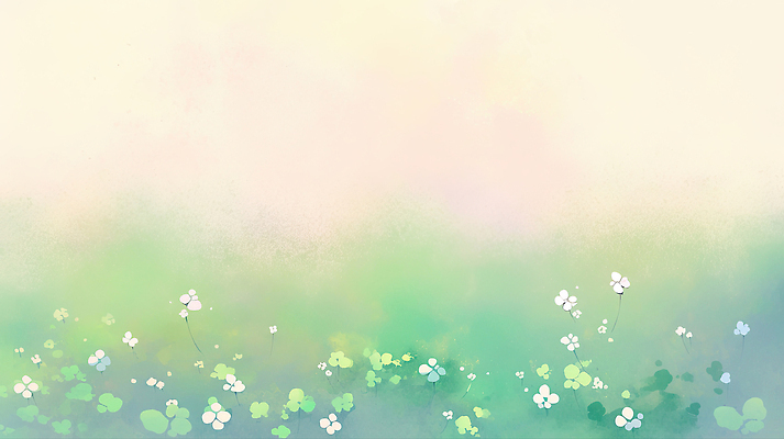 JPG 식물 꽃 컬러 백그라운드 일러스트 자연 생명 잔디 초록색 여름 빛 환경 봄 성장 네잎클로버 땅 색감 싱그러움 평면 국내일러스트 AI일러스트 AI콘텐츠 계절 클로버 생태계 파일형식