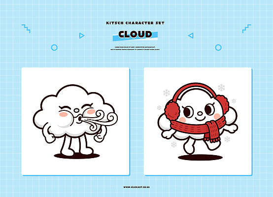 캐릭터 디자인 컬러 일러스트 바람 표정 세트 귀여움 표현 귀마개 그림 코믹 개성 구름캐릭터 스타일 일러캐릭터 AI파일 자연요소 잡화 컨셉 날씨 파일형식 벡터