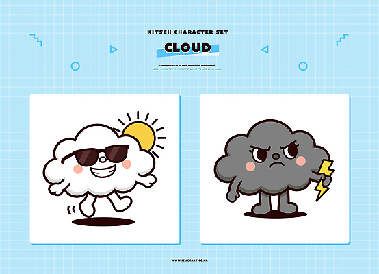 캐릭터 디자인 감정 컬러 일러스트 웃음 태양 디지털 분노 표현 번개 즐거움 작품 구름캐릭터 키치 일러캐릭터 AI파일 자연요소 컨셉 날씨 표정 미술 파일형식 벡터