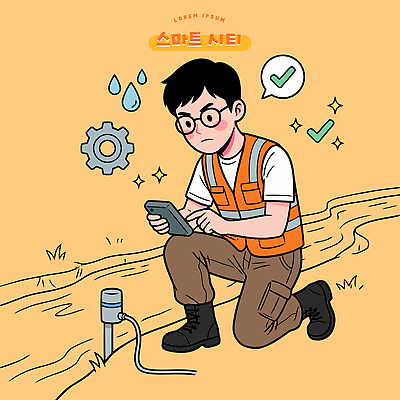 일러스트 날씨 기술 관리 스마트라이프 안전 물 스마트기기 환경 자료 기계 장비 시골 작업 스마트 분석 확인 지역 점검 수원 수자원 작업자 국내일러스트 AI파일 자연요소 라이프스타일 컨셉 전자제품 경기도 파일형식 벡터