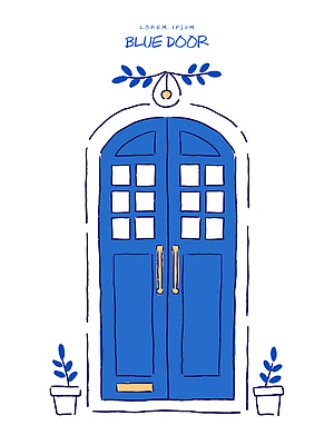 모양 나무 식물 디자인 화분 예술 선 벽 컬러 일러스트 창문 출입구 주택 장식 파란색 문 발코니 구조물 국내일러스트 AI파일 건축 건물 파일형식 벡터