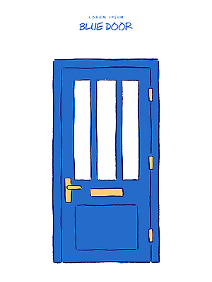 모양 디자인 건축 선 컬러 백그라운드 일러스트 창문 손잡이 내부 파란색 문 공간 흰색 그림 기하학 경첩 단순화된 창의성 국내일러스트 AI파일 무늬 파일형식 벡터