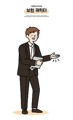 캐릭터 손 남자 일러스트 회사 비즈니스 이야기 대화 설명 정장 자료 만남 표현 고객 프레젠테이션 서비스 상담 전달 보험 소통 역할 국내일러스트 AI파일 옷 컨셉 모션 말하기 사람 신체부위 파일형식 벡터
