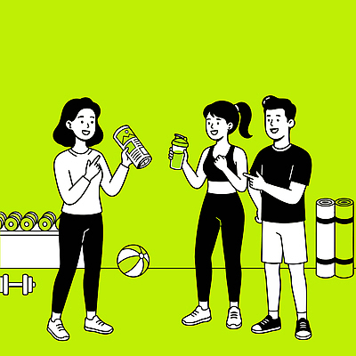 여자 남자 음료 다이어트 일러스트 모션 협력 건강 대화 친구 운동복 운동 운동기구 헬스 바 몸매 즐거움 체육관 탄산음료 쉐이커 국내일러스트 AI파일 옷 감정 관계 말하기 사람 탄산 파일형식 벡터