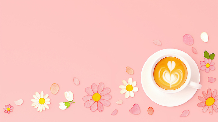 JPG 사계절 꽃잎 꽃 여유 커피 음료 분홍색 컬러 일러스트 자연 탁자 디저트 일상 장식 봄 카페 마시기 시간 편안함 라떼아트 카페라떼 국내일러스트 AI일러스트 AI콘텐츠 식물 계절 감정 음식 가구 모션 라이프 상점 감각 그림 생태계 라떼 파일형식