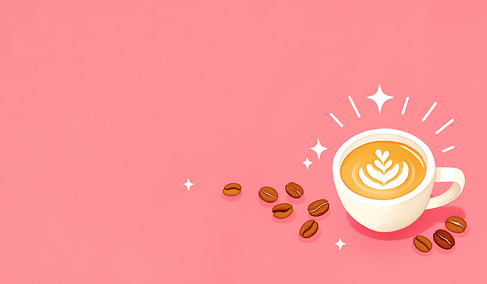 JPG 디자인 문화 커피 음료 예술 분홍색 백그라운드 일러스트 아침 디저트 잔 컵 식사 카페 원두 그림 라떼 카페라떼 국내일러스트 AI일러스트 AI콘텐츠 주간 식기 음식 컬러 상점 파일형식