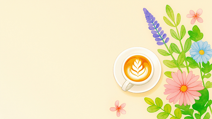 JPG 식물 디자인 꽃 여유 커피 음료 예술 컬러 일러스트 도안 자연 탁자 생명 일상 장식 컵 카페 마시기 향기 뷰티풀 카페라떼 국내일러스트 AI일러스트 AI콘텐츠 식기 감정 가구 모션 라이프 상점 생태계 냄새 라떼 파일형식