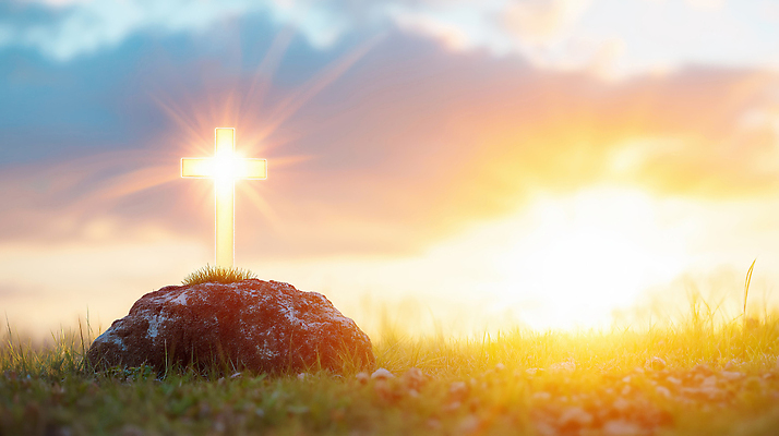 JPG 편집이미지 기독교 종교 십자가 자연 하늘 아침 밝음 풍경 태양 일출 일몰 돌_바위 평야 이미지편집 AI컴퓨터그래픽 AI콘텐츠 주간 자연요소 노을 생태계 파일형식