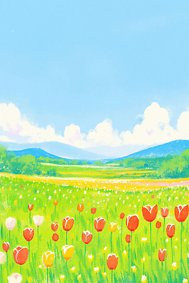 JPG 식물 공원 화초 호수 예술 컬러 여행 꽃밭 일러스트 자연 하늘 풍경 초원 야외 농작물 봄 튤립 언덕 국내일러스트 AI일러스트 AI콘텐츠 계절 공공시설 꽃 농업 생태계 파일형식