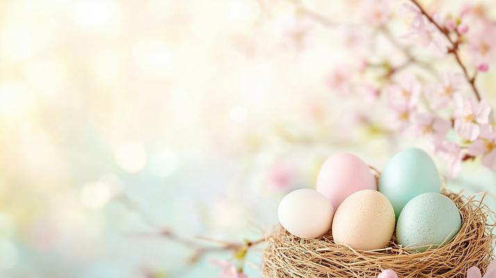 JPG 식물 편집이미지 꽃 컬러 자연 생명 부활절 장식 계란 봄 벚꽃 둥지 부활절계란 보케 장면 화사함 뷰티풀 이미지편집 AI컴퓨터그래픽 AI콘텐츠 계절 기념일 컨셉 알 생태계 파일형식