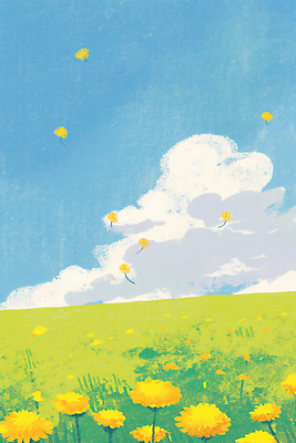 JPG 식물 구름 꽃 일러스트 자연 하늘 생명 바람 날씨 프레임 씨앗 풍경 초원 여름 파란색 햇빛 대기 민들레 언덕 국내일러스트 AI일러스트 AI콘텐츠 자연요소 계절 컬러 태양 생태계 파일형식