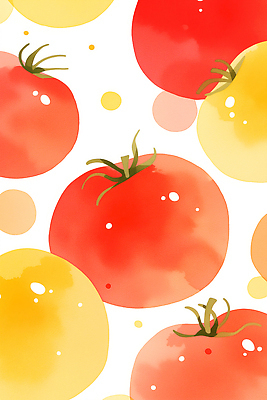 JPG 식물 디자인 컬러 백그라운드 토마토 채소 과일 일러스트 자연 수채화 빨간색 여름 농장 주방 농사 흰색 신선 원형 그리기 그림 국내일러스트 AI일러스트 AI콘텐츠 도형 계절 농업 모션 생태계 파일형식