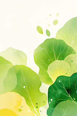 JPG 모양 식물 디자인 예술 컬러 백그라운드 잎 일러스트 자연 수채화 그래픽 초록색 노란색 공간 배열 그림 부드러움 국내일러스트 AI일러스트 AI콘텐츠 감각 생태계 파일형식