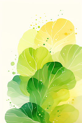 JPG 식물 디자인 컬러 백그라운드 잎 일러스트 자연 생명 수채화 초록색 노란색 그리기 그림 부드러움 조화 국내일러스트 AI일러스트 AI콘텐츠 모션 감각 생태계 파일형식