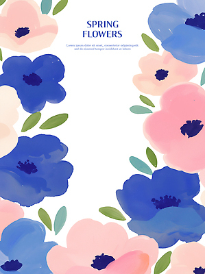 PSD 식물 디자인 계절 꽃 화초 예술 분홍색 컬러 백그라운드 패턴 일러스트 자연 프레임 그래픽 장식 파란색 봄 문서 화사함 파스텔 국내일러스트 컨셉 무늬 학용품 생태계 파일형식