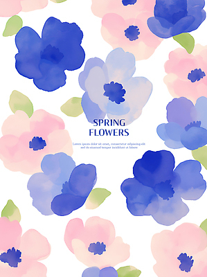 모양 PSD 디자인 계절 꽃 예술 분홍색 컬러 백그라운드 패턴 일러스트 자연 수채화 프레임 장식 여름 파란색 봄 화사함 파스텔 뷰티풀 국내일러스트 식물 컨셉 무늬 학용품 생태계 파일형식
