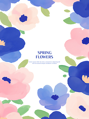 PSD 식물 디자인 꽃 화초 예술 컬러 백그라운드 꽃무늬 일러스트 자연 벽지 수채화 프레임 장식 봄 그림 심플 화사함 파스텔 뷰티풀 창의성 스타일 국내일러스트 계절 컨셉 무늬 학용품 생태계 파일형식