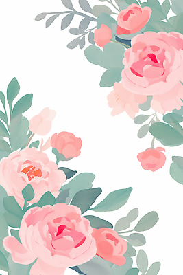 JPG 식물 디자인 꽃 예술 분홍색 백그라운드 잎 패턴 일러스트 자연 수채화 장식 초록색 여름 장미 구출 그림 원예 국내일러스트 AI일러스트 AI콘텐츠 계절 컬러 무늬 취미 도움 생태계 파일형식