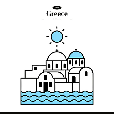 디자인 문화 바다 여행 일러스트 하늘 풍경 해변 건물 여름 태양 도시 그리스 조경 돔 산토리니 랜드마크 뷰티풀 국내일러스트 AI파일 자연요소 건축물 계절 유럽 파일형식 벡터