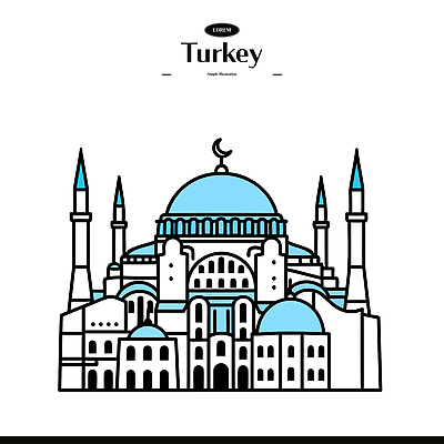 전통 디자인 건축 종교 문화 예술 선 여행 일러스트 종교건축 흐름 도시 사원 역사 이슬람교 그림 모스크 돔 첨탑 블루모스크 랜드마크 튀르키예 국내일러스트 AI파일 건축물 아시아 컨셉 이스탄불 탑 파일형식 벡터