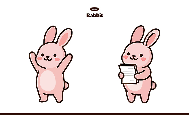 캐릭터 손 종이 얼굴 포즈 신체 일러스트 모션 생물 서기 웃음 기쁨 표현 토끼 울음 장면 손흔들기 일러캐릭터 AI파일 감정 포유류 표정 신체부위 반려동물 파일형식 벡터
