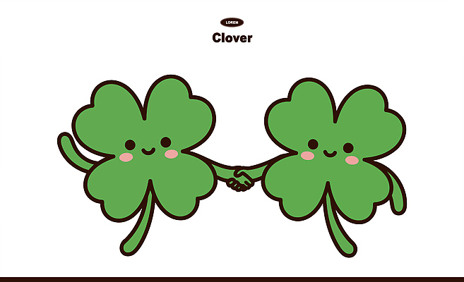 캐릭터 디자인 행복 일러스트 협력 함께함 표정 사랑 초록색 친구 귀여움 손잡기 만남 표현 네잎클로버 클로버 즐거움 그림 단순화된 일러캐릭터 AI파일 식물 감정 컬러 컨셉 관계 모션 파일형식 벡터