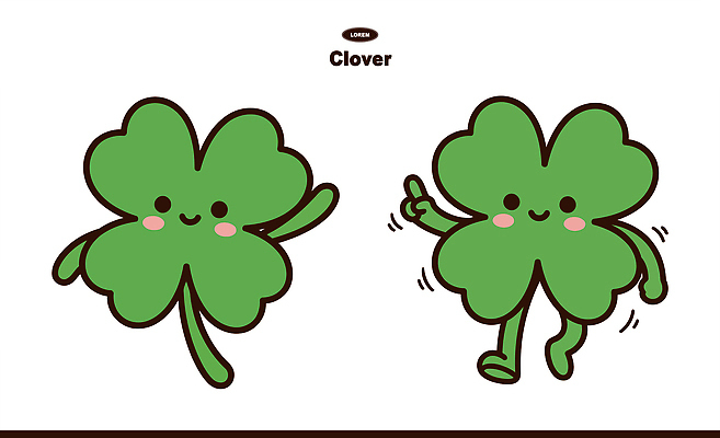 식물 캐릭터 디자인 행복 포즈 일러스트 모션 자연 웃음 그래픽 초록색 친구 달리기 표현 네잎클로버 클로버 이미지 손흔들기 일러캐릭터 AI파일 감정 컬러 관계 표정 생태계 파일형식 벡터
