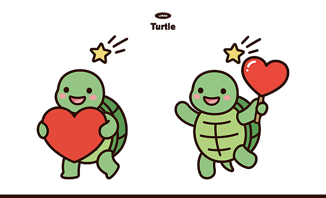 동물 캐릭터 디자인 행복 컬러 일러스트 모션 사랑 웃음 달리기 귀여움 기쁨 하트 축하 표현 거북이 즐거움 장면 풍선 일러캐릭터 AI파일 모양 감정 컨셉 파충류 표정 파일형식 벡터