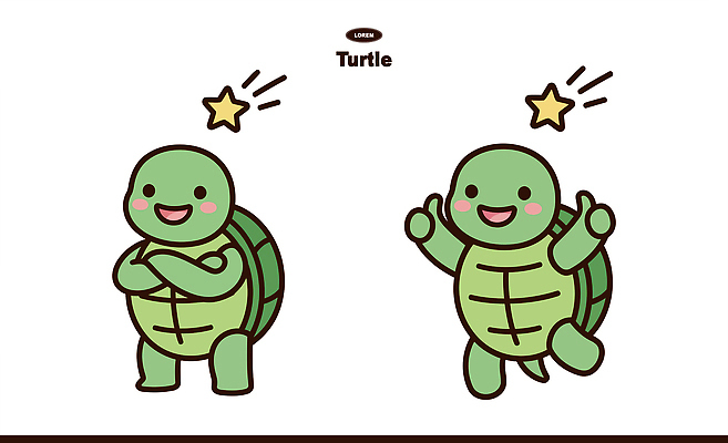 동물 캐릭터 손 디자인 감정 컬러 포즈 일러스트 모션 놀이 표정 웃음 팔짱 귀여움 거북이 즐거움 그림 일러캐릭터 AI파일 컨셉 파충류 신체부위 파일형식 벡터