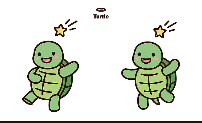 캐릭터 디자인 별 컬러 포즈 두마리 일러스트 모션 표정 웃음 귀여움 디지털 기쁨 춤 유머 거북이 놀이터 즐거움 그림 일러캐릭터 AI파일 자연요소 감정 컨셉 2 파충류 놀이 문화예술 파일형식 벡터