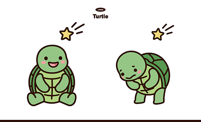 동물 캐릭터 행복 감정 별 일러스트 표정 웃음 초록색 친구 슬픔 좌절 거북이 작음 방문 일러캐릭터 AI파일 자연요소 컬러 컨셉 관계 파충류 크기 파일형식 벡터