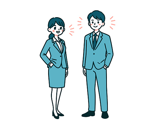 여자 남자 일러스트 비즈니스 협력 직장 표정 대화 미소 웃음 정장 일상 캐주얼 만남 직장인 비즈니스맨 비즈니스우먼 회의실 교류 소통 의사소통 국내일러스트 AI파일 직업 옷 컨셉 회사 말하기 사람 라이프 파일형식 벡터