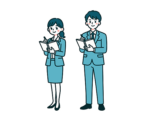 옷 여자 남자 일러스트 회의 협력 대화 정장 사무실 공책 기록 업무 작업 사무 비즈니스맨 비즈니스우먼 전문직 검사_조사 준비 문서 국내일러스트 AI파일 직업 비즈니스 문구용품 말하기 사람 직장인 파일형식 벡터